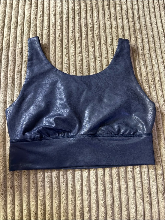 aerie Other - aerie Faux Leather Hugger Crackle Sports Bra in ‘steel blue’